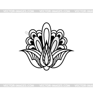 Floral ornament ink outline - vector image