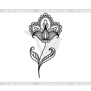 Floral ornament ink outline - vector image