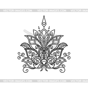 Floral ornament ink outline - vector clip art