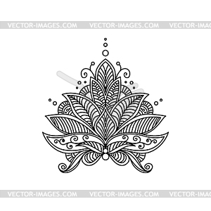 Floral ornament ink outline - vector image