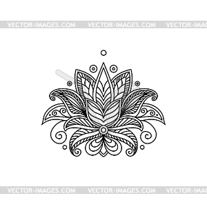 Floral ornament ink outline - vector clipart