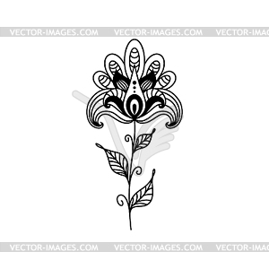 Floral ornament ink outline - vector image