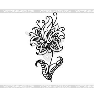 Floral ornament ink outline - vector clip art