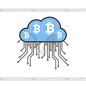 Cryptocurrency data center, bitcoin mining chain - vector image