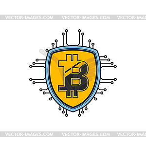 Cryptocurrency data, bitcoin transactions logo - vector clipart