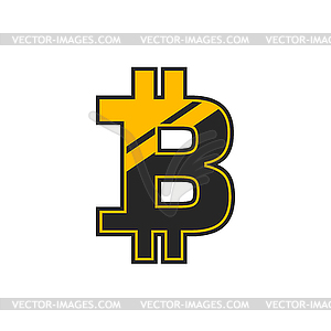 Знак криптовалюты btc, логотип биткойн - графика в векторе