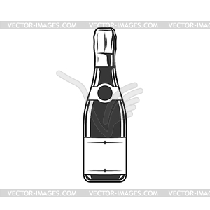 Winery and wine shop, bottle of champagne wine - vector image