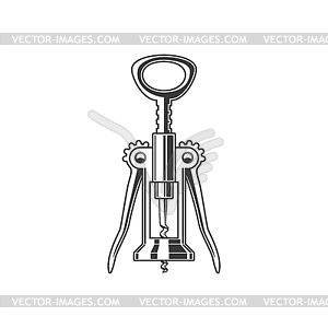 Wine bottles opener, monochrome corkscrew - vector clip art