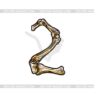 Two of bones, horror second numeric - vector clip art