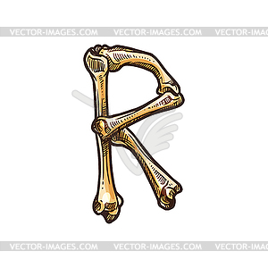 Letter R of bones dia de los muertos ABC - vector image