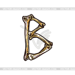 Letter B made of bones scary ABC element - stock vector clipart