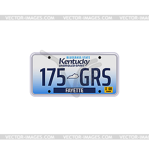 Номерной знак штата Кентукки номер автомобиля - графика в векторе