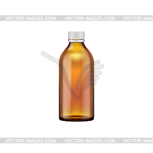 Medical remedy or mixture in bottle, white cover - vector clip art