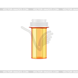 Transparent orange pills container bottle - vector image