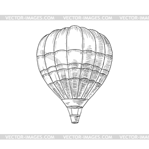 Hot air balloon monochrome sketch - vector clip art