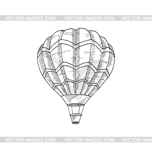 Hot air balloon monochrome sketch - vector clip art