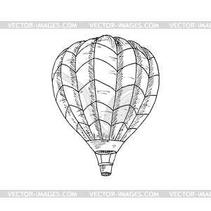 Hot air balloon monochrome sketch - vector image