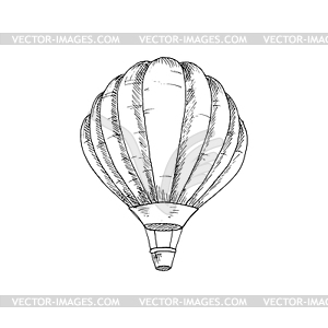 Hot air balloon monochrome sketch - vector clipart