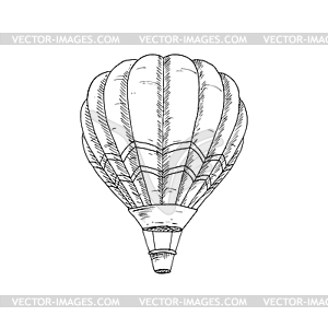 Hot air balloon monochrome sketch - vector clip art