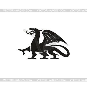 Black dragon heraldic animal silhouette - royalty-free vector clipart