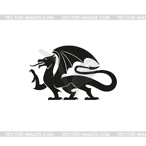 Black dragon heraldic animal silhouette - vector clipart