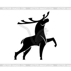 Deer with antlers reindeer silhouette - vector image