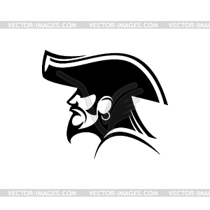 Pirate in captain hat robber silhouette - royalty-free vector clipart