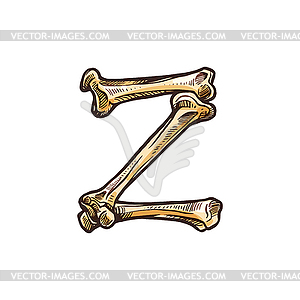 Letter Z sign of bones scary ABC symbol - vector clipart