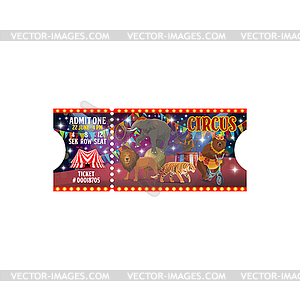 Big top circus tickets, lion, tiger, bear animals - vector clipart