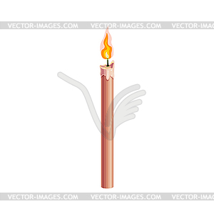 Candle with flame catholic religion sign - color vector clipart