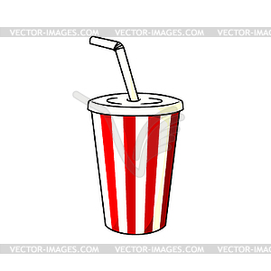 Cola or soda drink in glass paper cup - vector clipart
