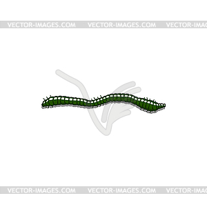 Tubular worm green crawling pest - vector clip art