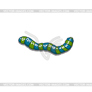 Tubular worm green crawling caterpillar - vector clipart