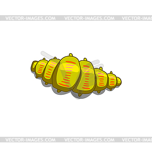 Tubular worm yellow crawling caterpillar - vector image