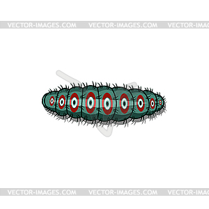 Hairy caterpillar tube-like dotted body - vector image