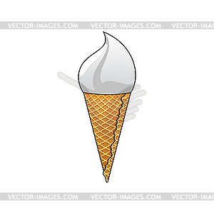 Ice cream in waffle cone summer dessert - vector clipart