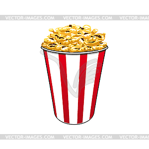 Fastfood snack popcorn bucket, movie food - vector clipart