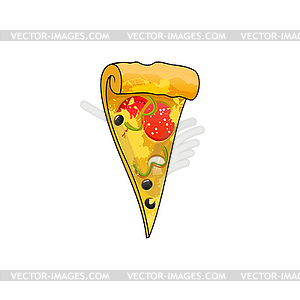 Slice of cheese pepperoni pizza fastfood - vector clipart