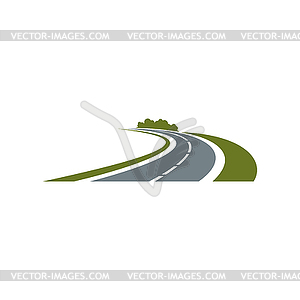 Transportation company logo. Way, green roadsides - vector clipart / vector image