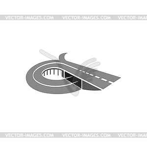 Round road interchange, overpass highway - vector image