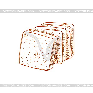 Toast bread slices with seeds sketch - vector clipart