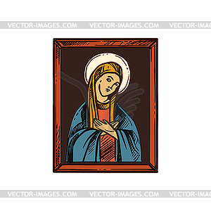 Christian religion symbol, Saint Mary icon - vector clip art