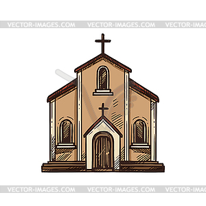 Chapel or parish church, Christianity religion - vector clipart / vector image