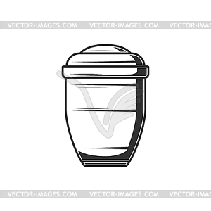 Casket with human dust funeral urn - vector clipart