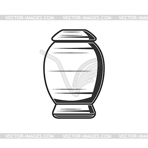 Funeral vase with cover cremation urn - white & black vector clipart