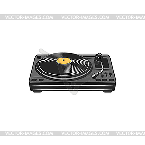 Retro music recorder vinyl disc player - vector clip art