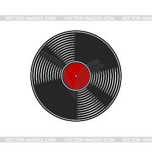 Черный виниловый диск в стиле ретро патефон - иллюстрация в векторном формате