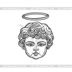 Christianity religion icon, cherub angel - vector clip art