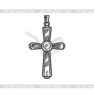 Christianity cross pendant, religious symbol - vector image