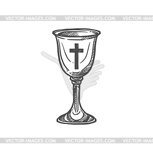 Christianity religion symbol, church mass goblet - vector clipart